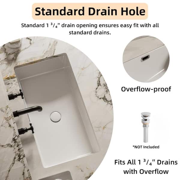 Los Flexi 28 in. Rectangular Undermount Bathroom Sink, White