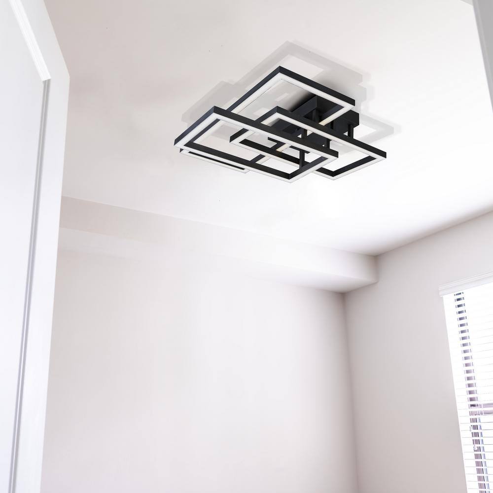 Radium 28" Black Aluminum Integrated LED Semi-Flush Ceiling Light