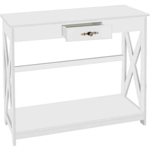 Winado 40.16 in. White Rectangle MDF Console Table with 1-Drawers and 1 Shelf