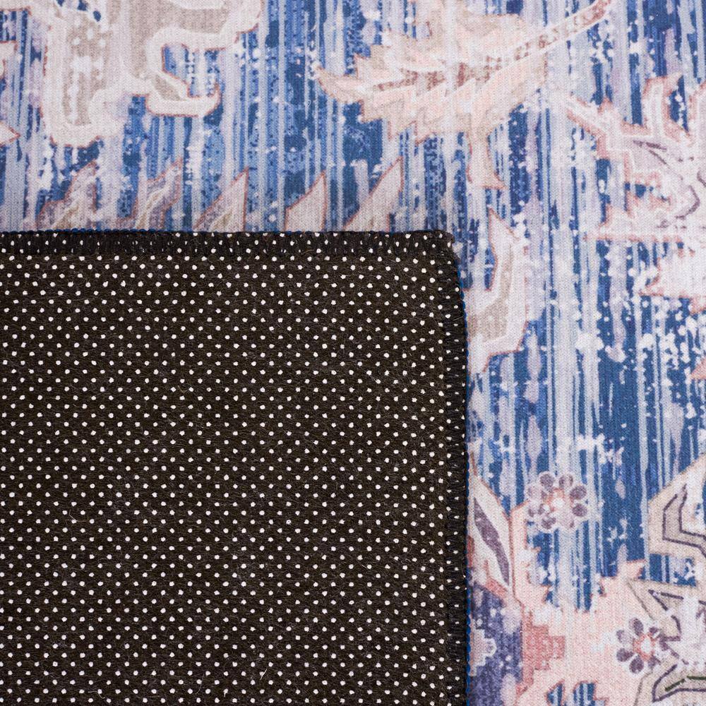 Tucson 3' x 5' Blue Charcoal Synthetic Washable Non-Slip Area Rug
