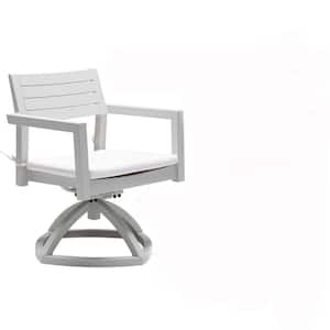White Rocking Aluminum Outdoor Rocking Chair with Sunbrella Biege Cushion (2-Pack)