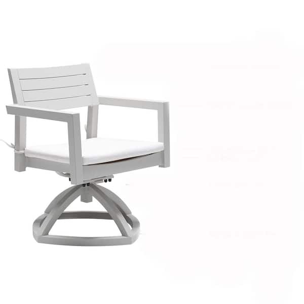Zeus & Ruta White Rocking Aluminum Outdoor Rocking Chair with Sunbrella Biege Cushion (2-Pack)