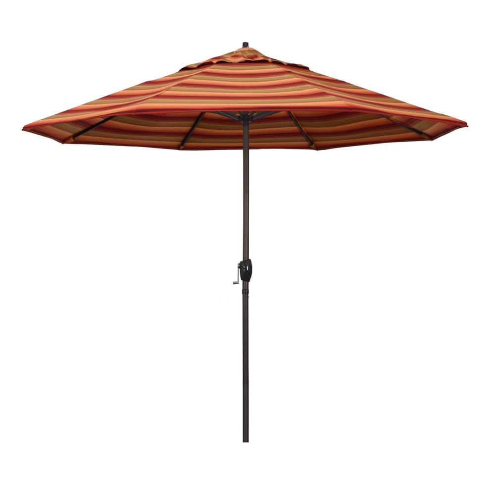 California Umbrella 9 ft. Bronze Aluminum Market Auto-tilt Crank Lift Patio Umbrella in Astoria Sunset Sunbrella ATA908117-56095 Sansujyuku sansujyuku.com