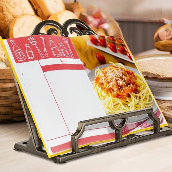 11.4 in. Cast Iron Recipe Holder with Reading Rest Holder for Easel, Counter, Books, Magazine, IPad and Bible (1-Pack)