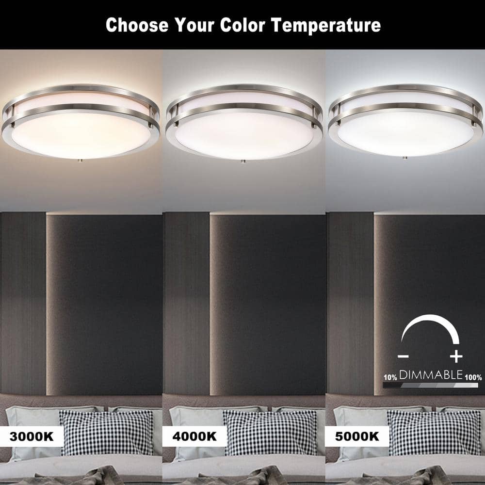 11.75" Brushed Nickel LED Flush Mount with White Diffuser