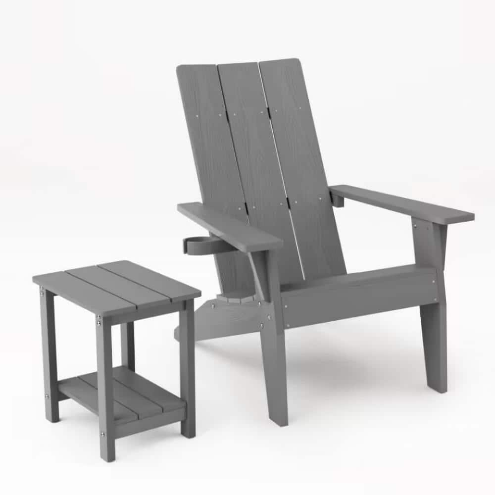 Mximu Oversize Modern Grey Plastic Outdoor Patio Adirondack Chair with ...