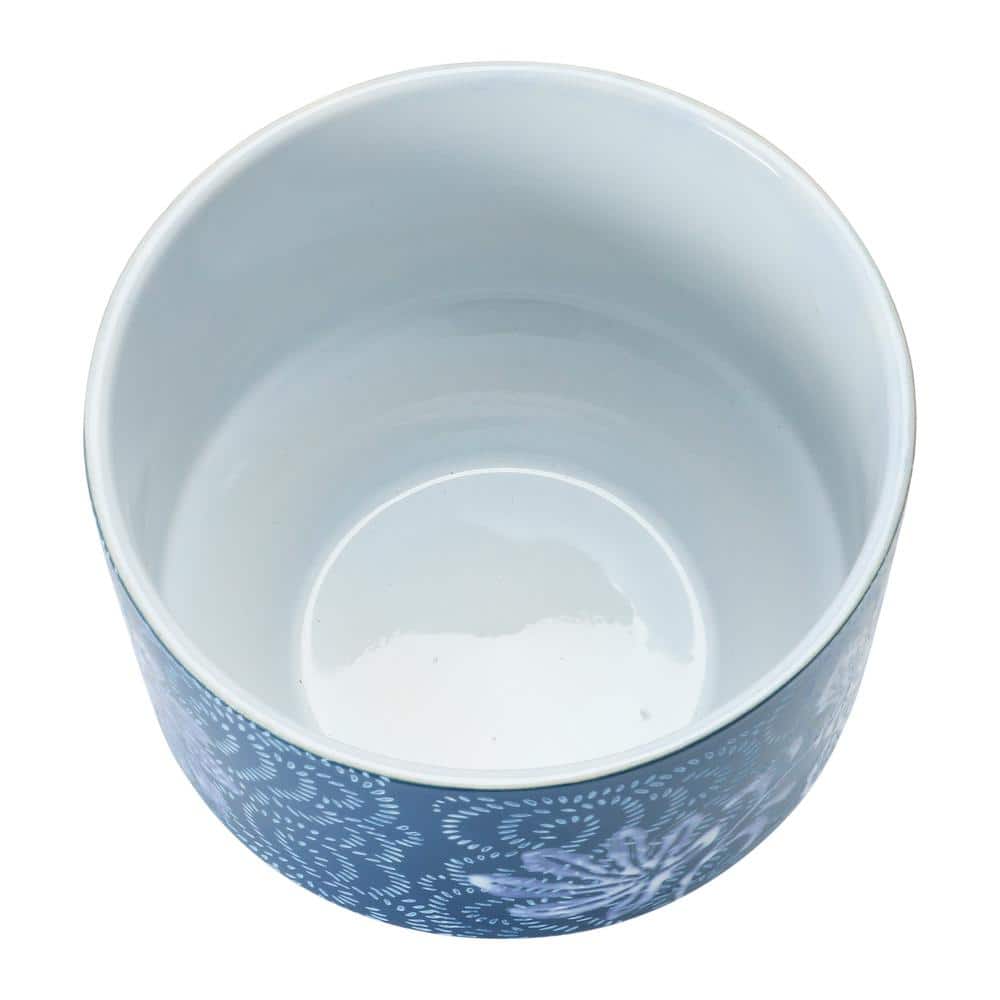 Blue and White Floral Stoneware Planter for 4" Pots