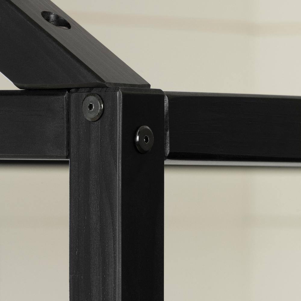 Matte Black Twin Wood Frame House Bed