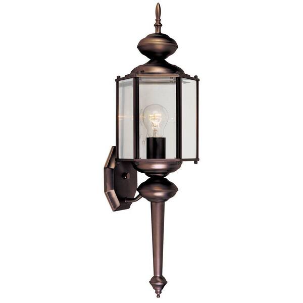 Designers Fountain Beveled Glass Lantern Distressed Bronze Outdoor Wall-Mount Lantern