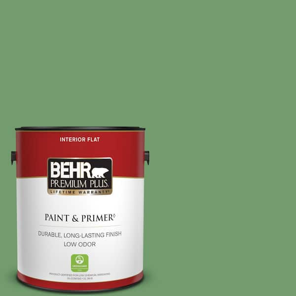 BEHR PREMIUM PLUS 1 gal. #450D-6 Shire Green Flat Low Odor Interior Paint & Primer