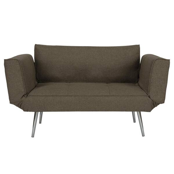 DHP Ryana Gray Linen Upholstered Futon with Magazine Storage