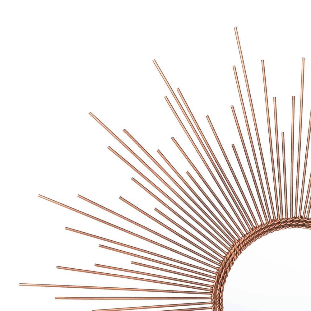 Radiant Lines 30" Round Sunburst Mirror in Metallic Copper