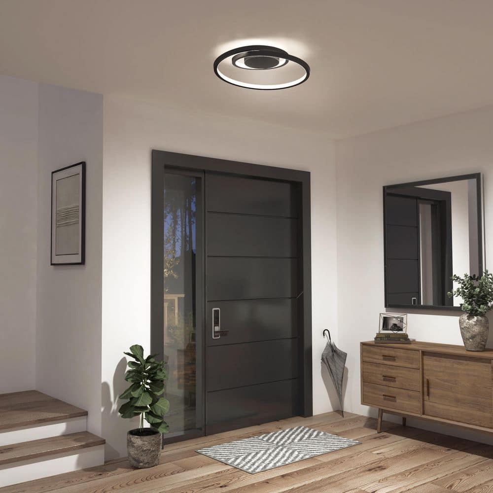 Salto Spiral Black Aluminum LED Flush Mount Ceiling Light