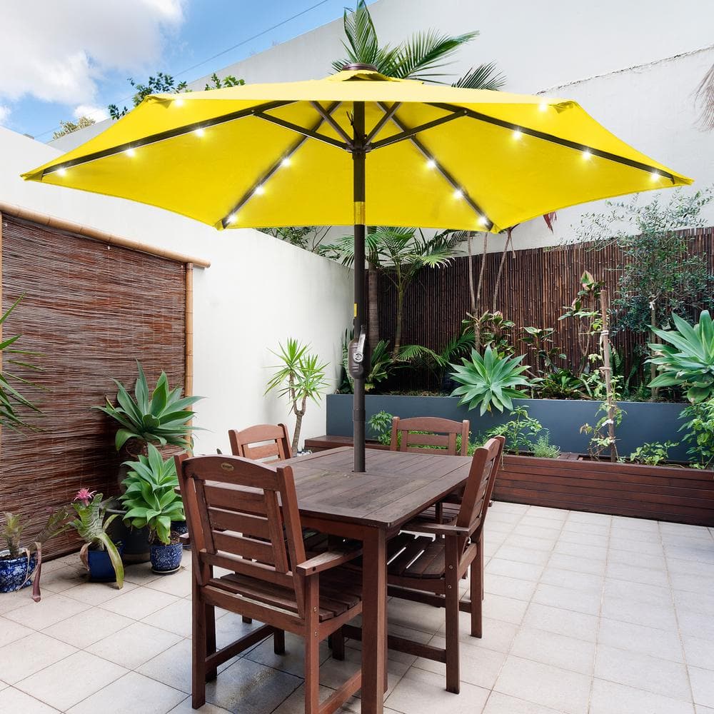 Sonkuki 7.5 ft. Market Solar Lighted LED Crank and Tilt Patio Umbrella