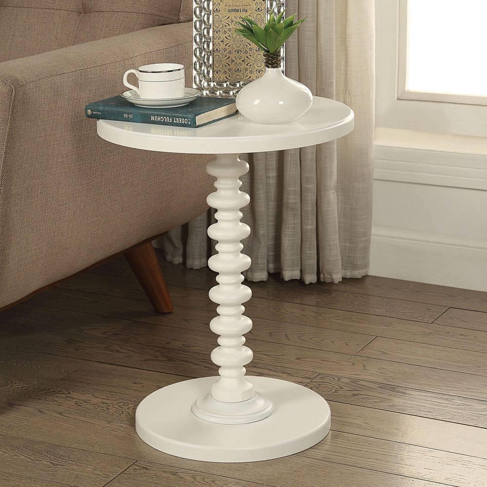 Gaston 17 in. White Round Wood End Table price history on PriceWatchPro