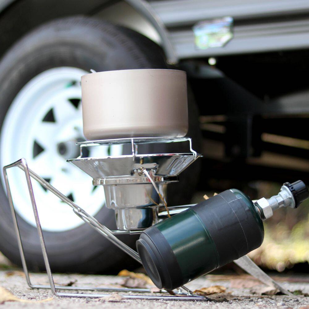 Compact Chrome and Stainless Steel Propane Outdoor Heater Cooker