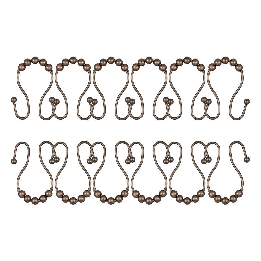 Oil Rubbed Bronze Stainless Steel Double Roller Ball Shower Curtain Hooks