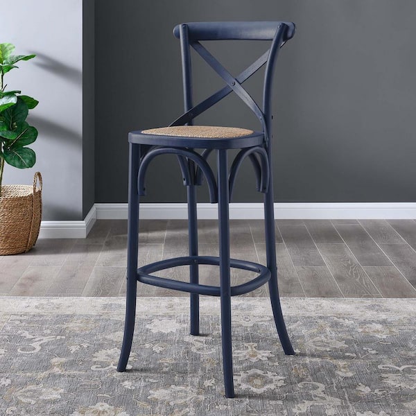 Gear 30 in. ELM wood Bar Stool in Midnight Blue