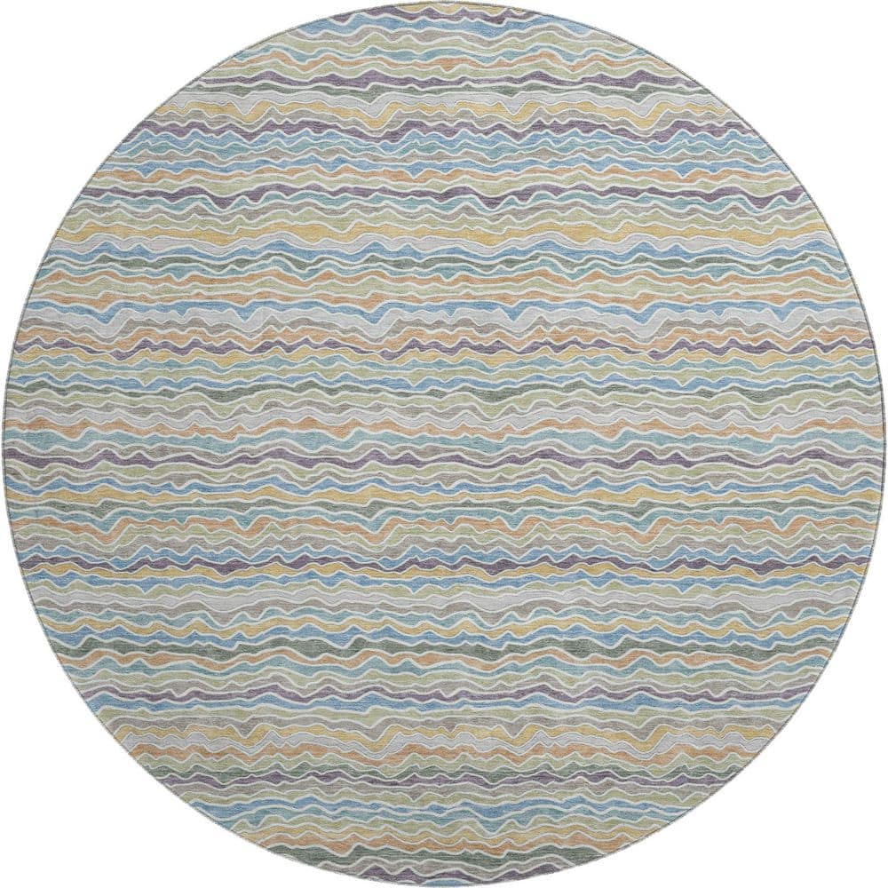 Mayfield Premium Machine Washable Abstract AMF2436 Blue 8 ft. x 8 ft. Round Rug price history on PriceWatchPro