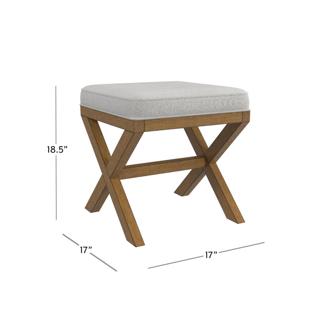 Somerset Fog Gray Upholstered Backless Vanity Stool with Rubberwood Legs