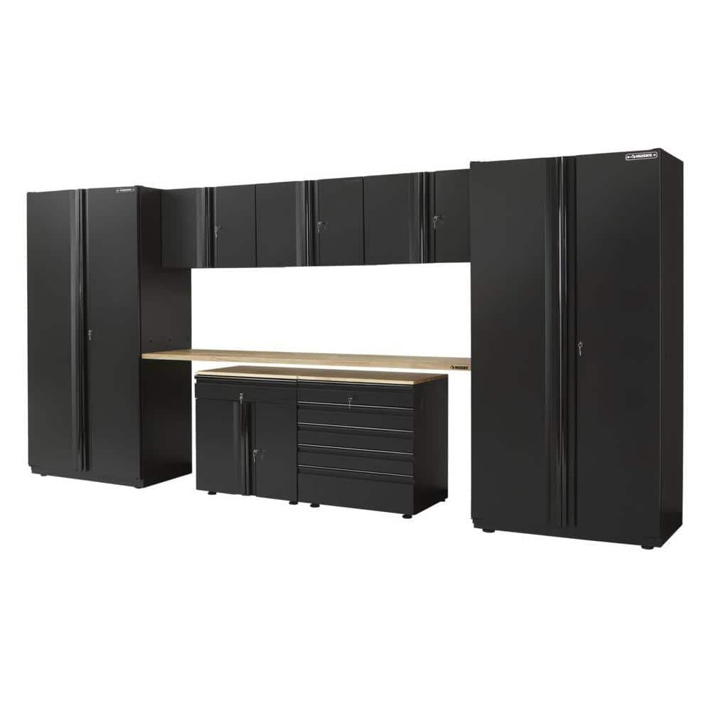 8-Piece Extra Wide Heavy Duty Welded Steel Garage Storage System in Black (