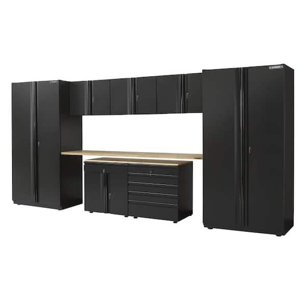 Husky 8-Piece Extra Wide Heavy Duty Welded Steel Garage Storage System in Black (180in. W x 82 in. H x 24 in. D)