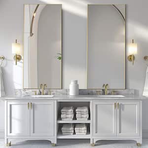22 in. W x 47 in. H Rectangular Metal Framed Bathroom Wall Mirror in Gold 2-Pieces