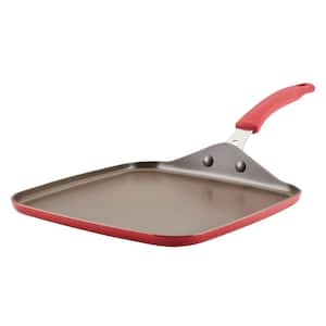 Cook + Create 11 in. x 11 in., Red, Aluminum, Nonstick Stovetop Griddle Pan