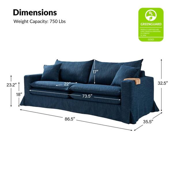 JAYDEN CREATION Erich Modern 86.5 in. in Straight Arm Polyester