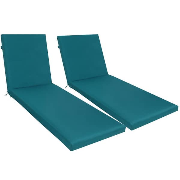 24. in X 28. in CushionGuard 2-Piece Deep Seating Outdoor Chaise Lounge Replacement Cushion in Smoke Blue