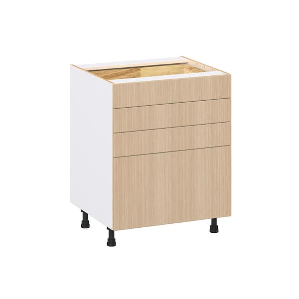 J COLLECTION Timberline 27 in. W x 24.5 in. D x 34.5 in. H Assembled Shaker Drawer Base Kitchen Cabinet in Mojavi Oak with 4-Drawers