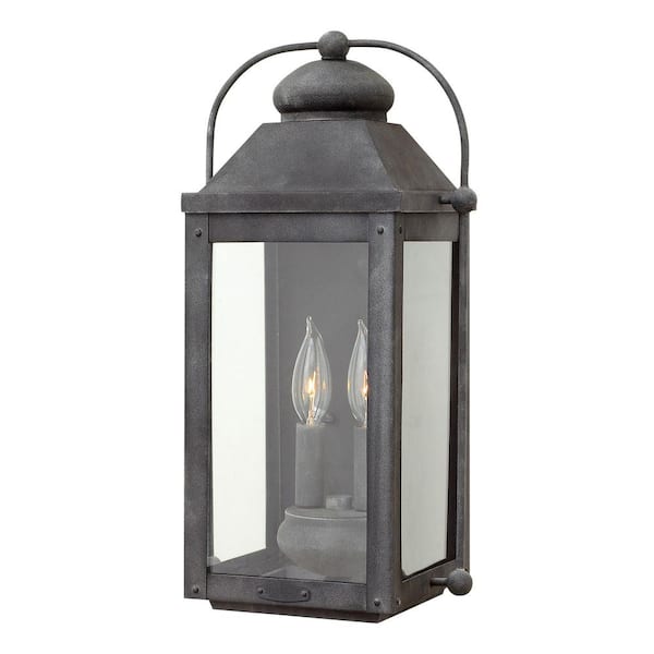 HINKLEY Anchorage Medium 2-Light Aged Zinc Outdoor Wall Lantern