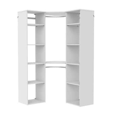 Wood Closet System 30 in. Corner Walk-In Adjustable Shelf Laminate in White  18098225649