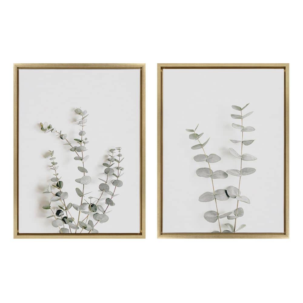 Kate and Laurel Neutral Botanical Print 3 & 4 byThe Creative Bunch Studio  Framed Nature Canvas Wall Art Print 24 in. x 18 in. (Set of 2) 223052 - The 