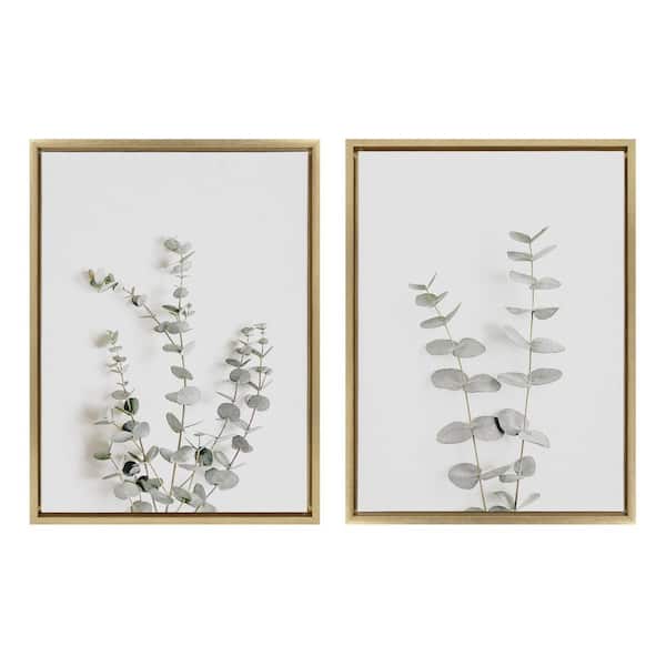 Kate and Laurel Neutral Botanical Print 3 & 4 byThe Creative Bunch Studio Framed Nature Canvas Wall Art Print 24 in. x 18 in. (Set of 2)
