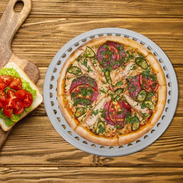 1-Piece Stainless Steel Perforated Pizza Pan Nonstick Baking Tray with Holes Dishwasher Safe Set