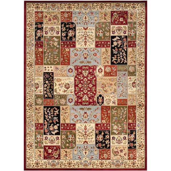 Lyndhurst 10 ft. x 14 ft. Multi/Ivory Antique Floral Border Area Rug