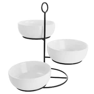 Gracious Dining 3-Tier 9.6in White Stoneware Serving Bowl Cake Stand (Set of 4)-Pieces