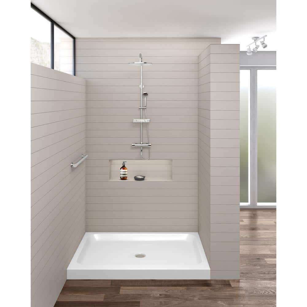 48" x 32" White Acrylic Single Shower Base with Non-Slip Surface