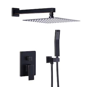 Single Handle 2 -Spray Shower Faucet 1.8 GPM with 12-in. Square Shower Head and Adjustable Heads in Oil Rubbed Bronze