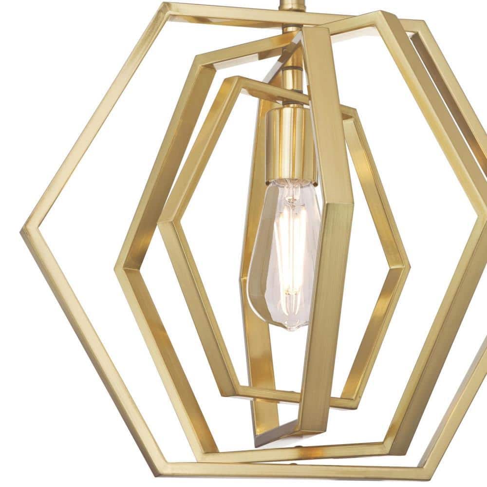 Geometric Champagne Brass Single Pendant Light