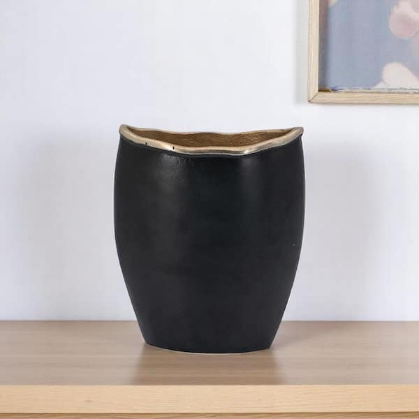 17 in. Light Blue And White Floral Round Porcelain Table Vase