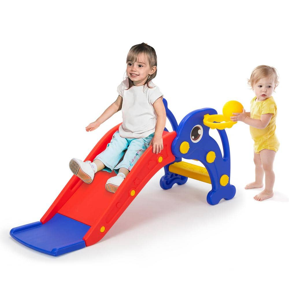 Nyeekoy Kids Slide Play Set for Toddlers with Basketball Hoop and Ball ...