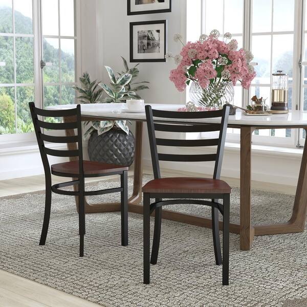 Black metal cheap frame dining chairs