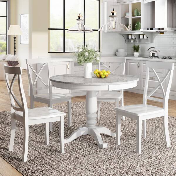 Kitchen Room Solid Wood Table, White Dining Room Chairs Set Of 4