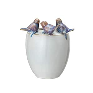 Multicolor Stone Oval 3D Birds Floor Planter (1-Pack)