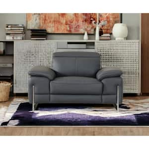 Charlie 31 in. Dark Slate Gray Faux Leather Club Chair