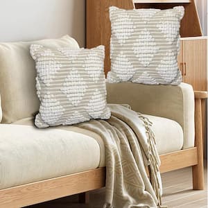 Maxa Cotton Decorative Throw Pillows 18 x 18 in. Beige 2-pack