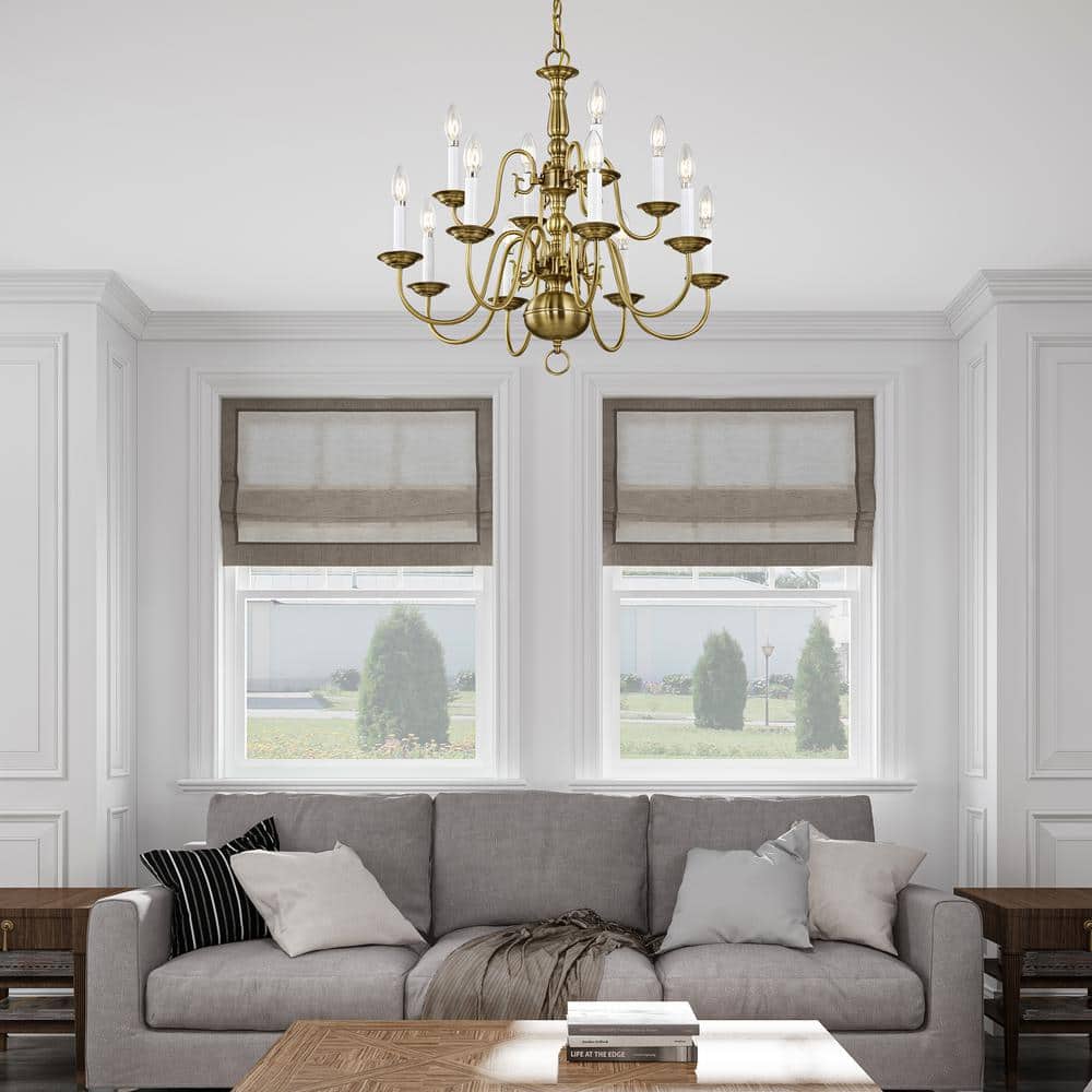 Elegant Williamsburgh 12-Light Antique Brass Chandelier