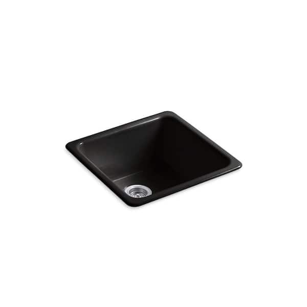 Iron/Tones Cast Iron 20.88 in. Drop-In/Undermount Bar Sink in Black